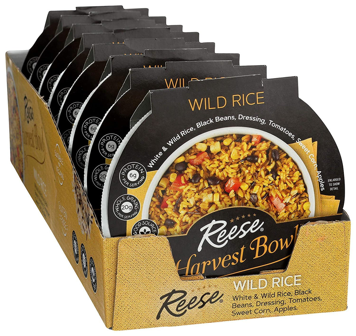 Eight servings in a Reese Harvest Bowl pack for easy meal planning.