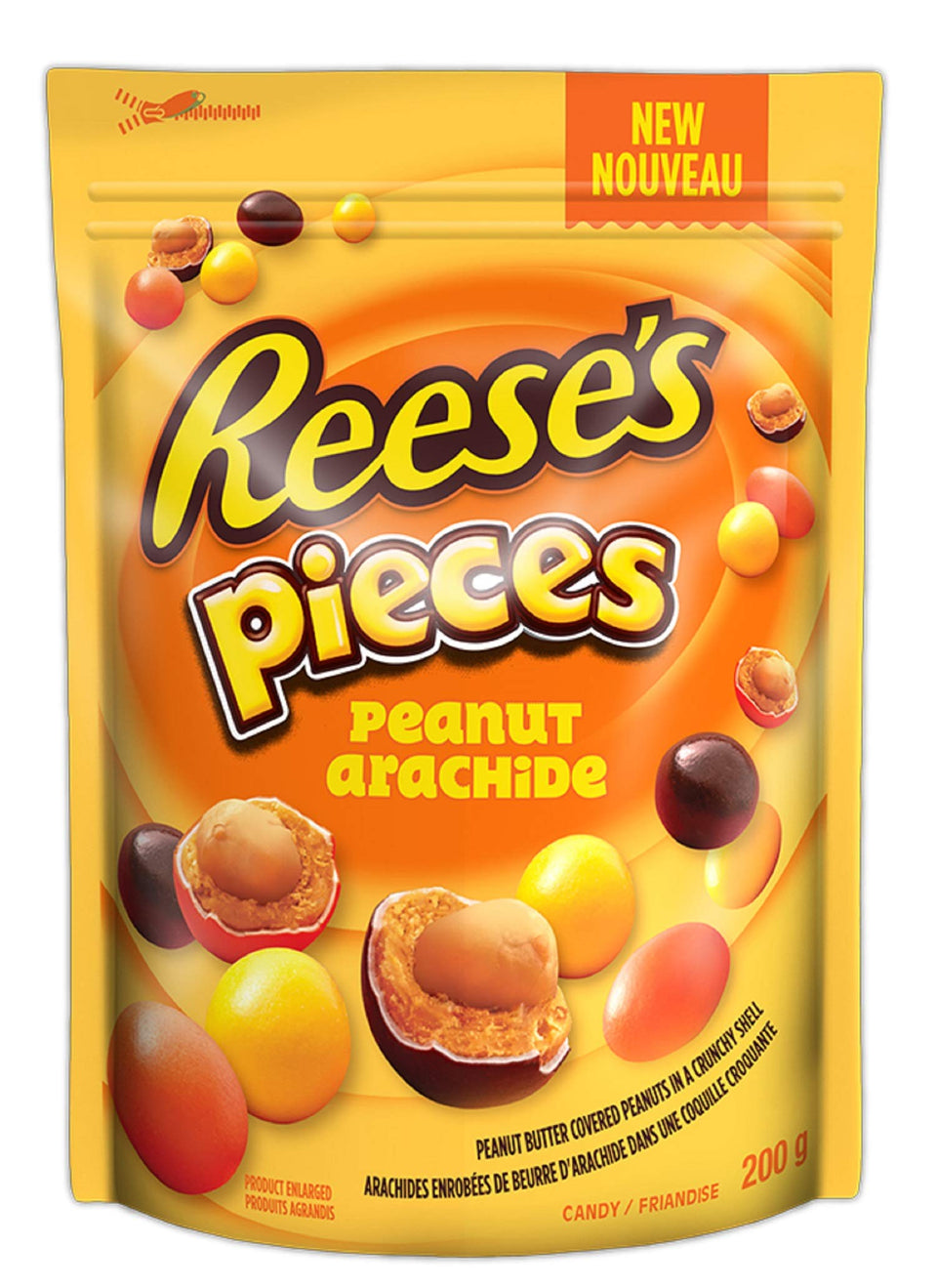 Reese Pieces chocolate candies with peanut center in a 200g package for sharing.