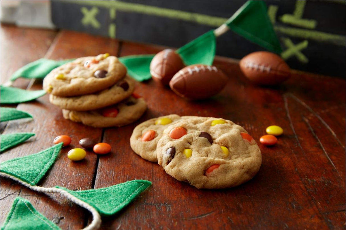 Party platter addition with Reese Pieces adds color and crunch.