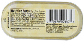 Reese rolled anchovies tin pack ready for sauces and seafood recipes.