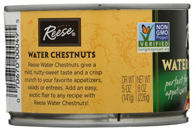 Reese water chestnuts; mild sweet flavor perfect for dressings.