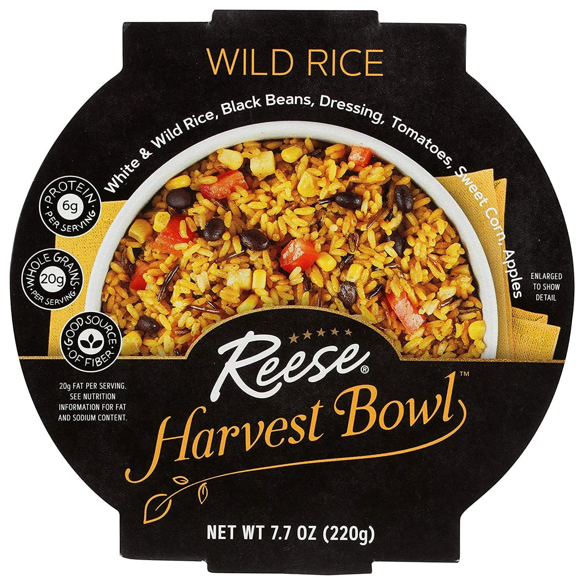 Reese Wild Rice Harvest Bowl packaging shown, quick and convenient meal option.