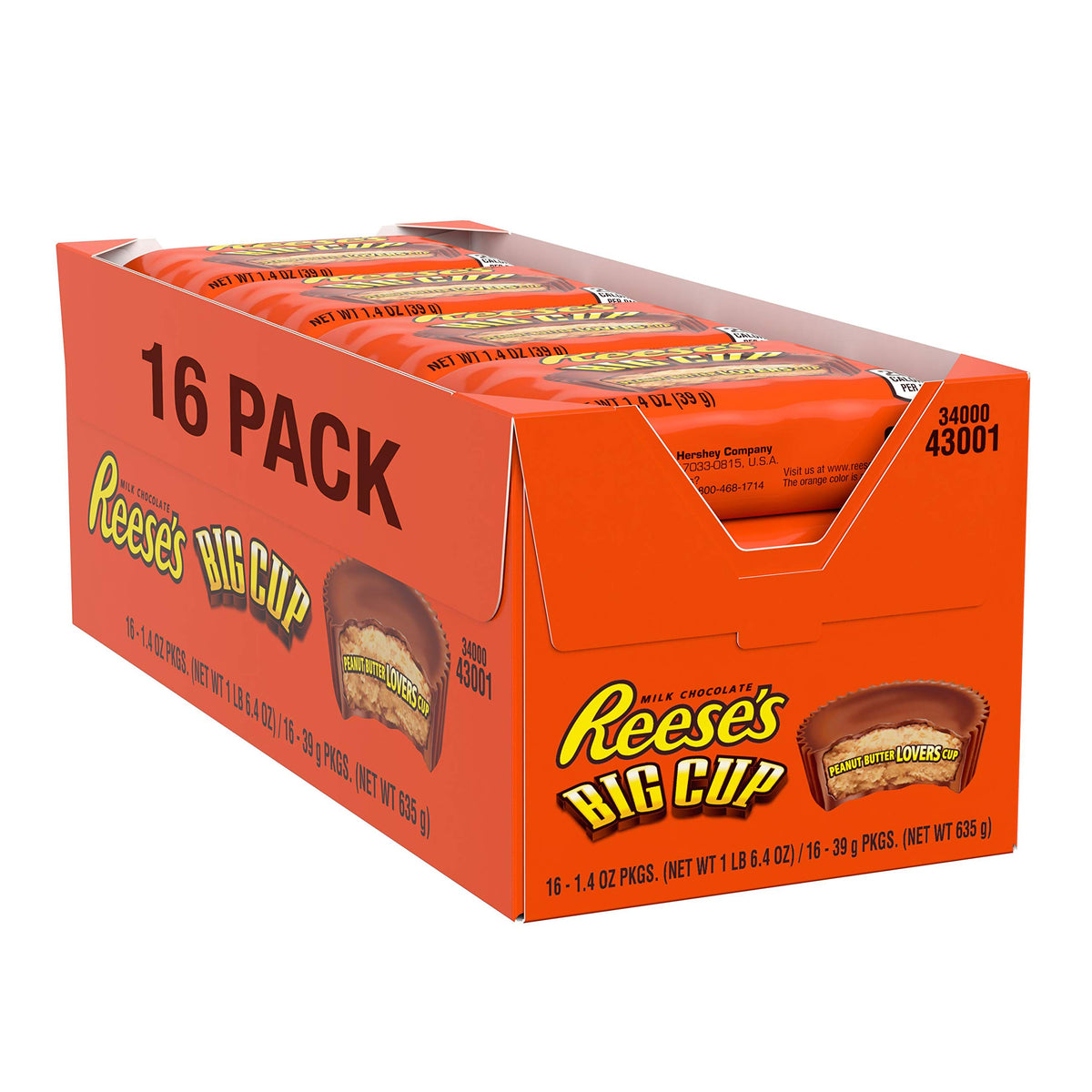Reese's Big Cup 16-pack, individually wrapped for easy sharing.
