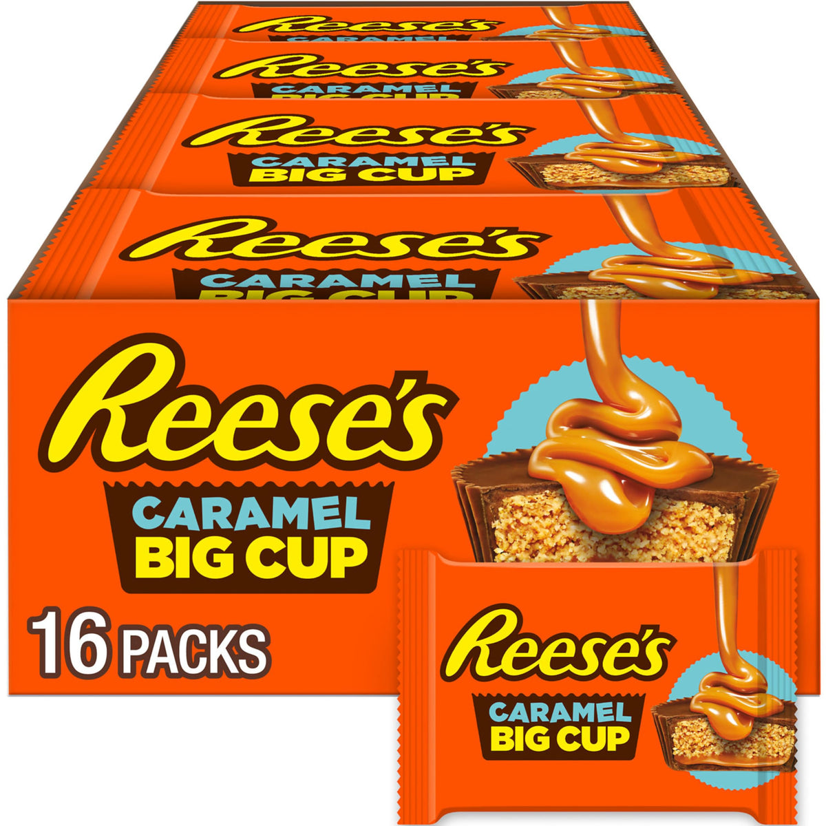 Reese's Big Cup caramel peanut butter cups bulk box, ideal for sharing at events