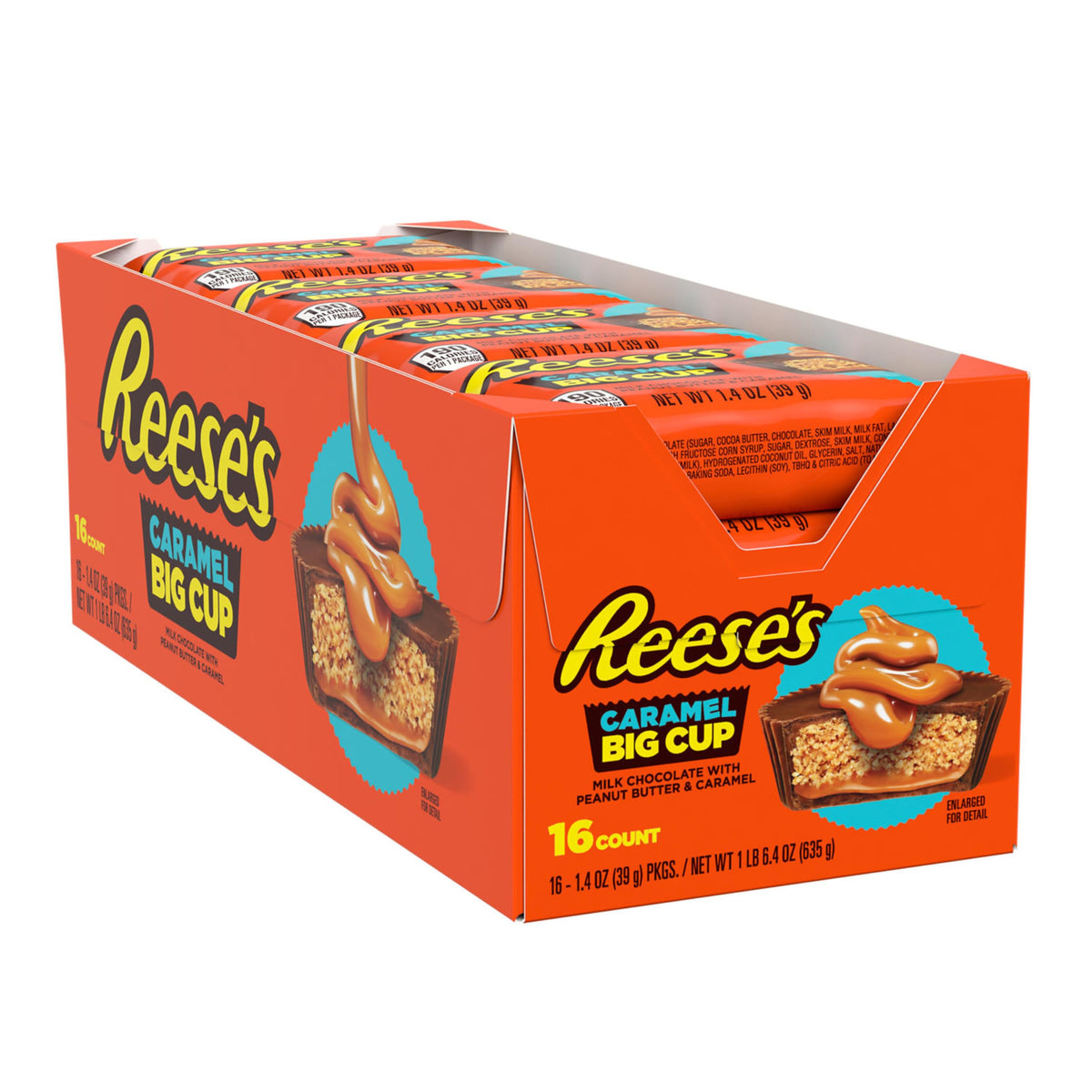 Reese's Big Cup caramel peanut butter cups single packs, convenient for lunches