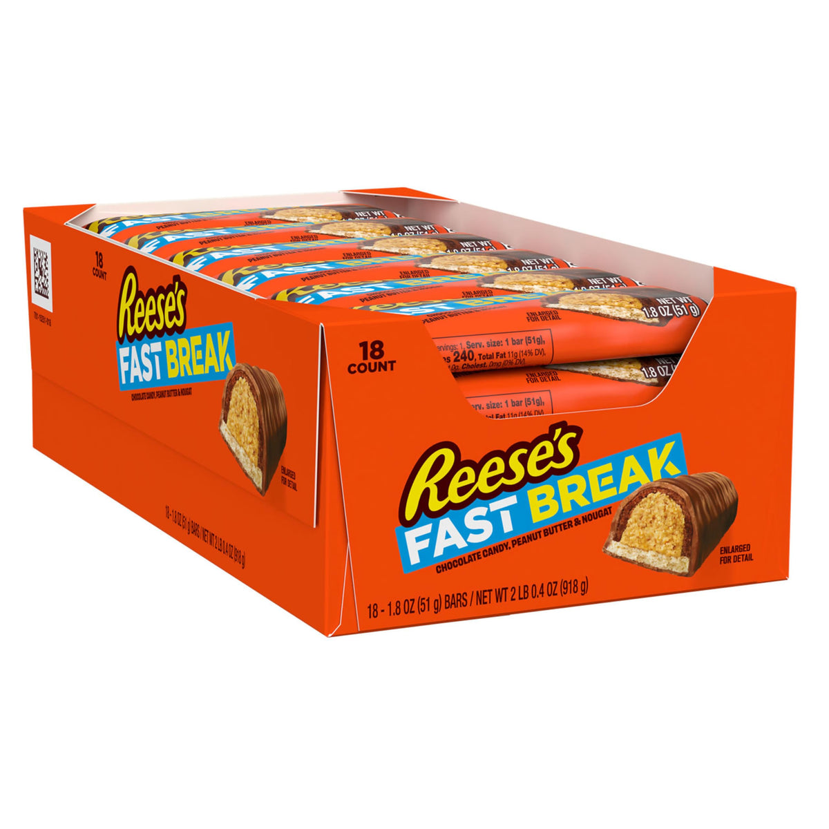 Close-up of nougat and peanut butter inside a REESE'S FAST BREAK bar.