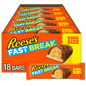 Reese's Fast Break bulk box of 18 bars, ideal for office snacks and events.