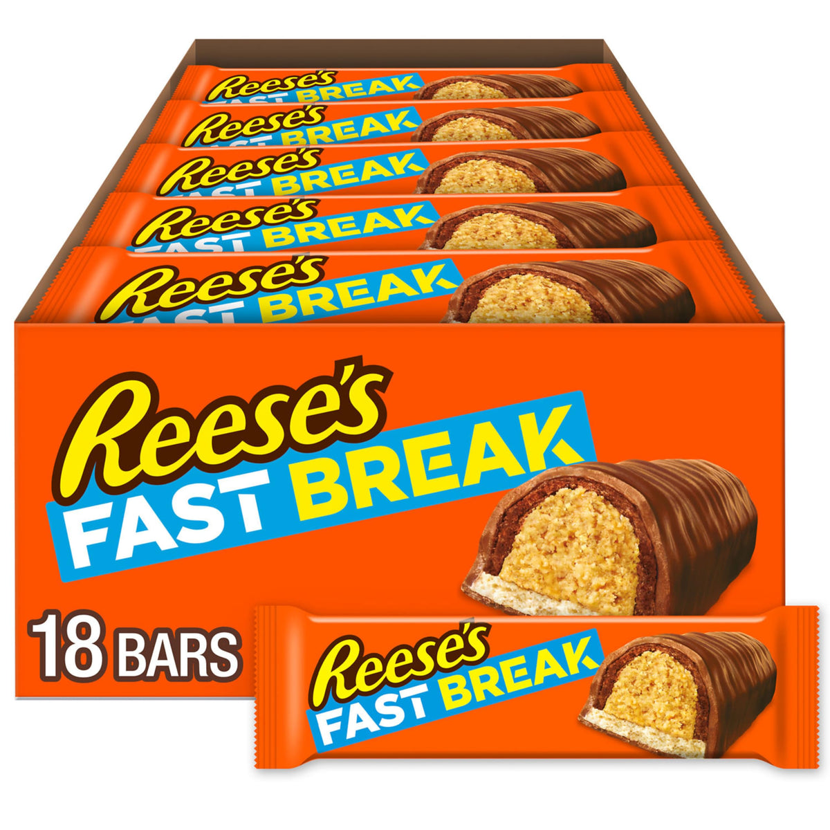 REESE'S FAST BREAK pack front view, ideal for sharing at gatherings.