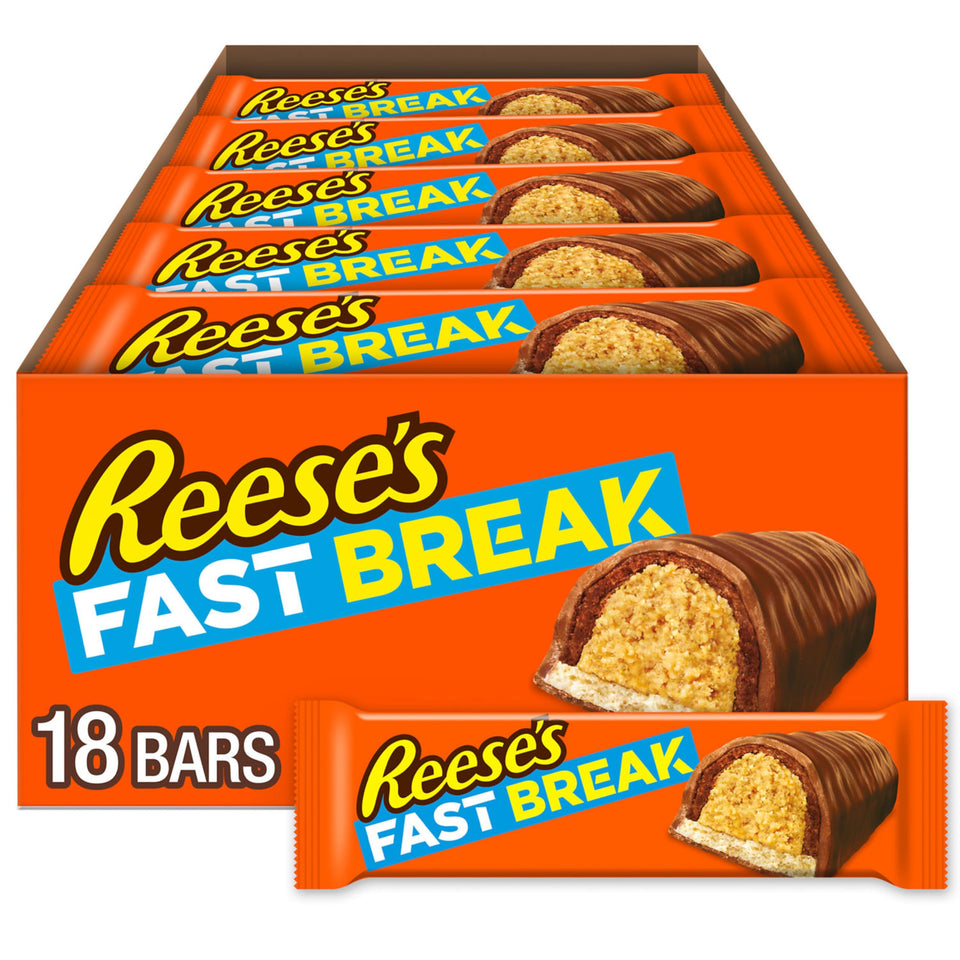 REESE'S FAST BREAK pack front view, ideal for sharing at gatherings.