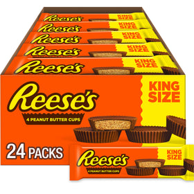 Reese's milk chocolate king size cups bulk box on display for party snacking.