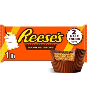 Reese's milk chocolate peanut butter cups packaging, two-pack ready for gifting.