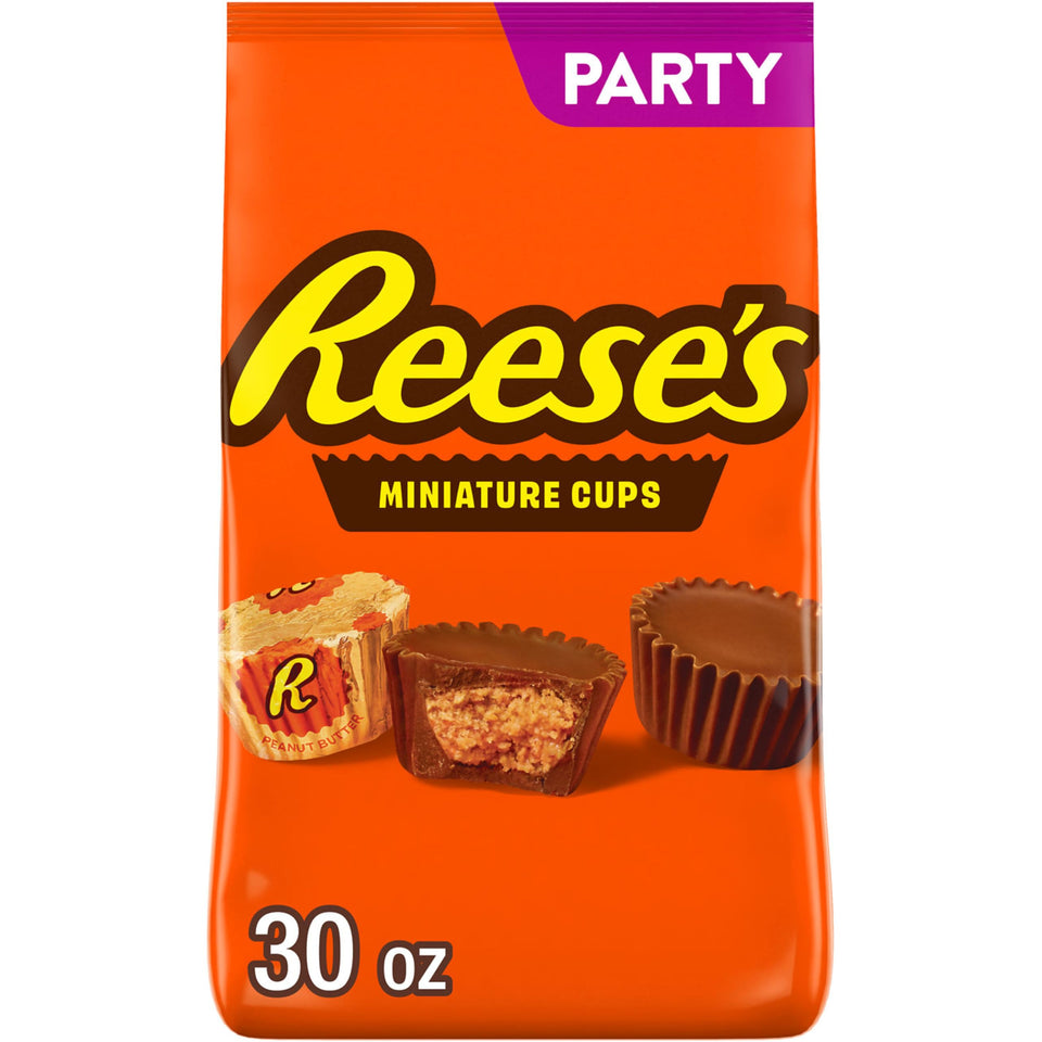 Reese's miniatures 30oz party pack ready for sharing at gatherings.