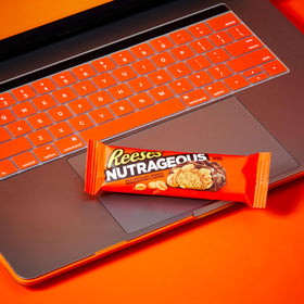 Gift bag featuring REESE'S NUTRAGEOUS bars for gifting.