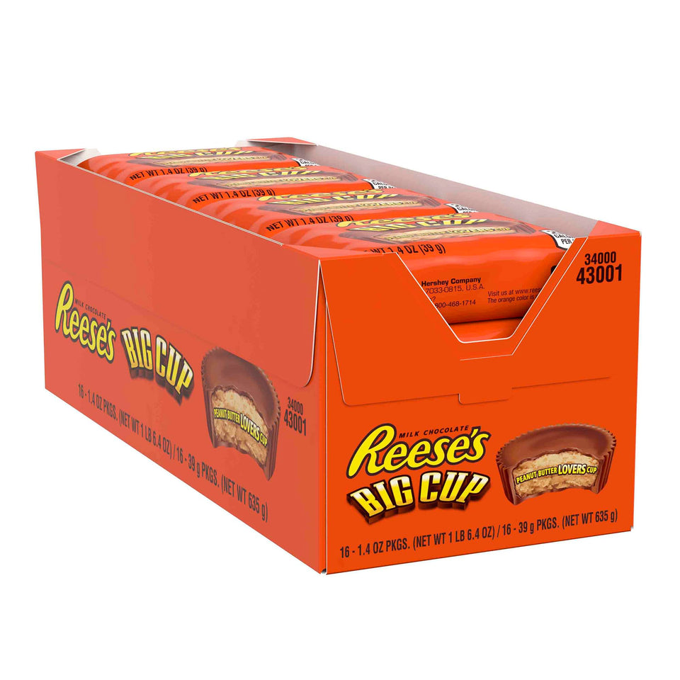 Reese's Peanut Butter Big Cup 16ct pack shot for convenient sharing.