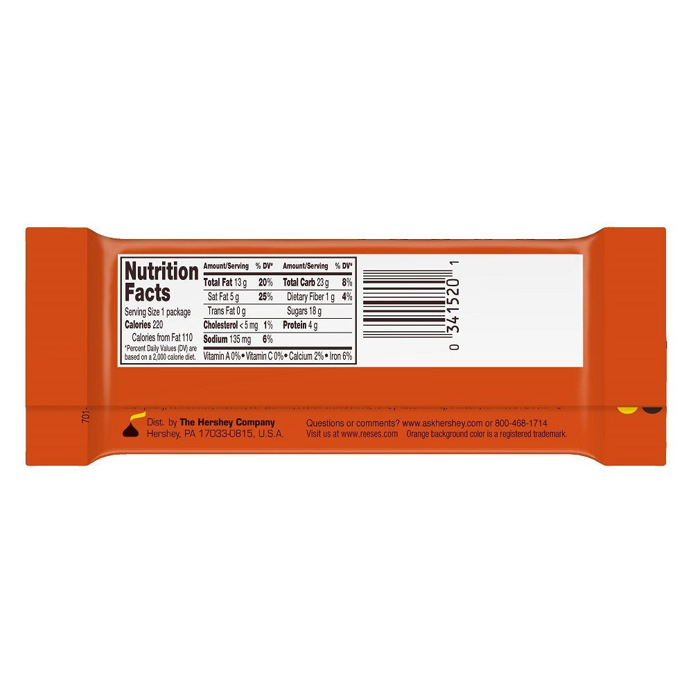 Reese's wafer bars coated in milk chocolate for versatile dessert topping ideas.