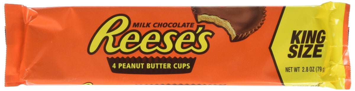 Reese's Peanut Butter Cup King Size 2.8 oz box, ideal for sharing and gifting.