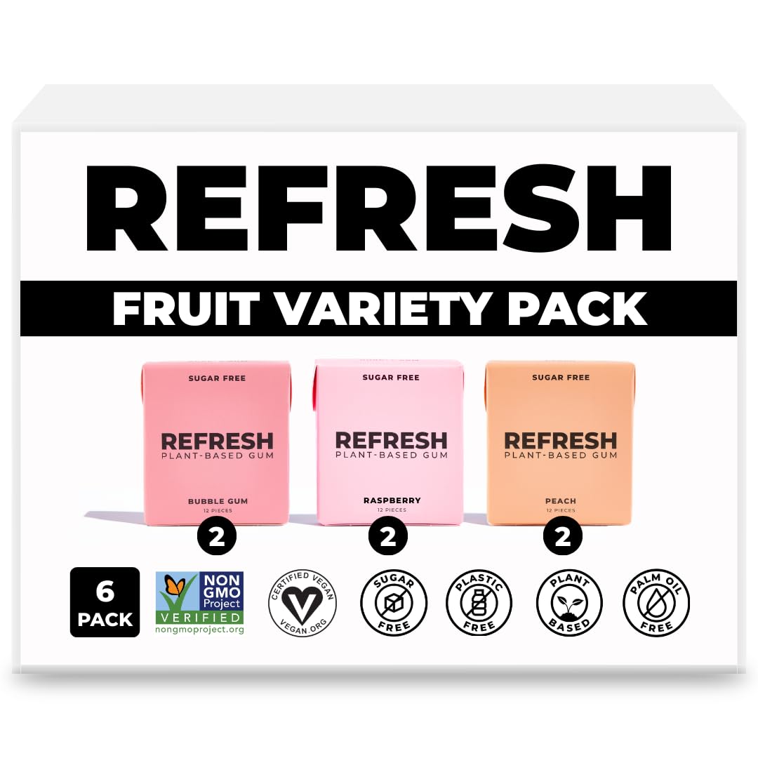 Refresh Gum fruit variety pack image showing a colorful lineup for on-the-go flavor.