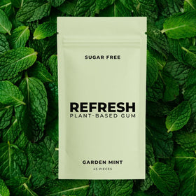Refresh Gum Garden Mint organic ingredients badge on packaging