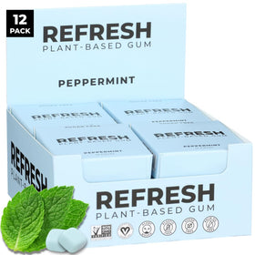 Refresh Gum Garden Mint Pack highlights plastic-free, plant-based chewing for a refreshing breath.