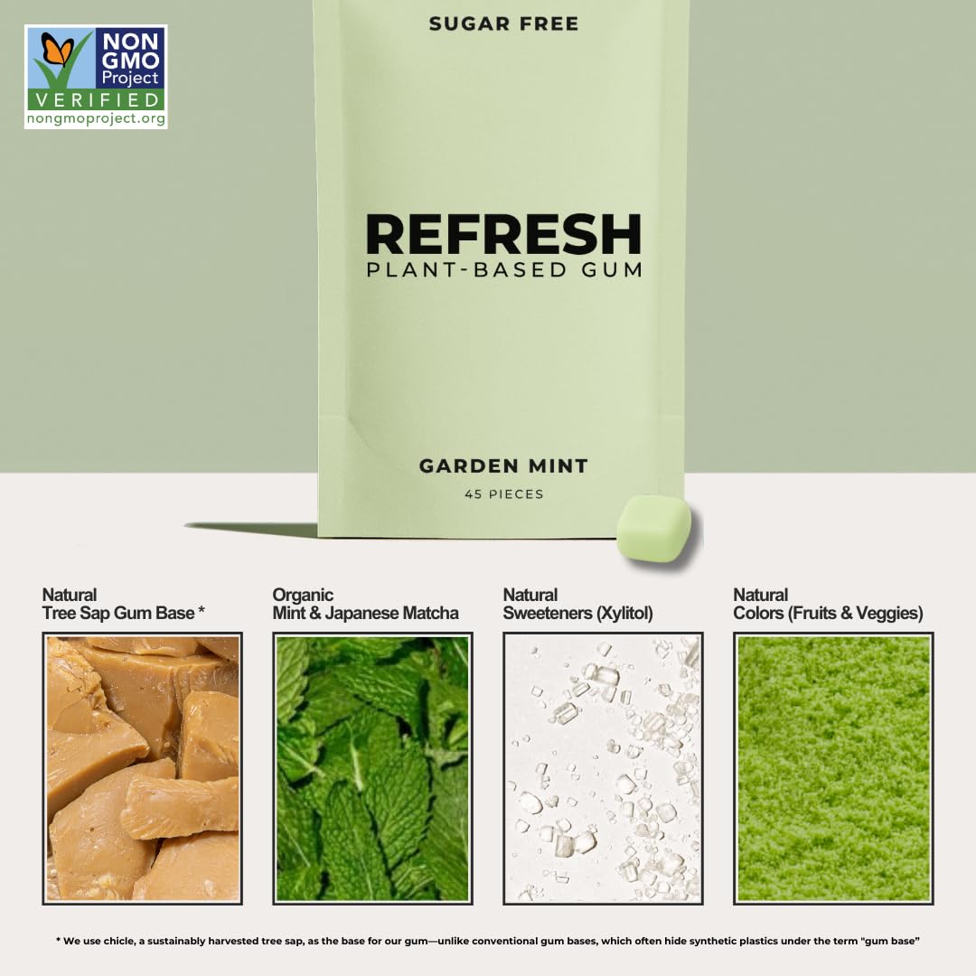 Refresh Gum Garden Mint resealable pouch for easy carrying
