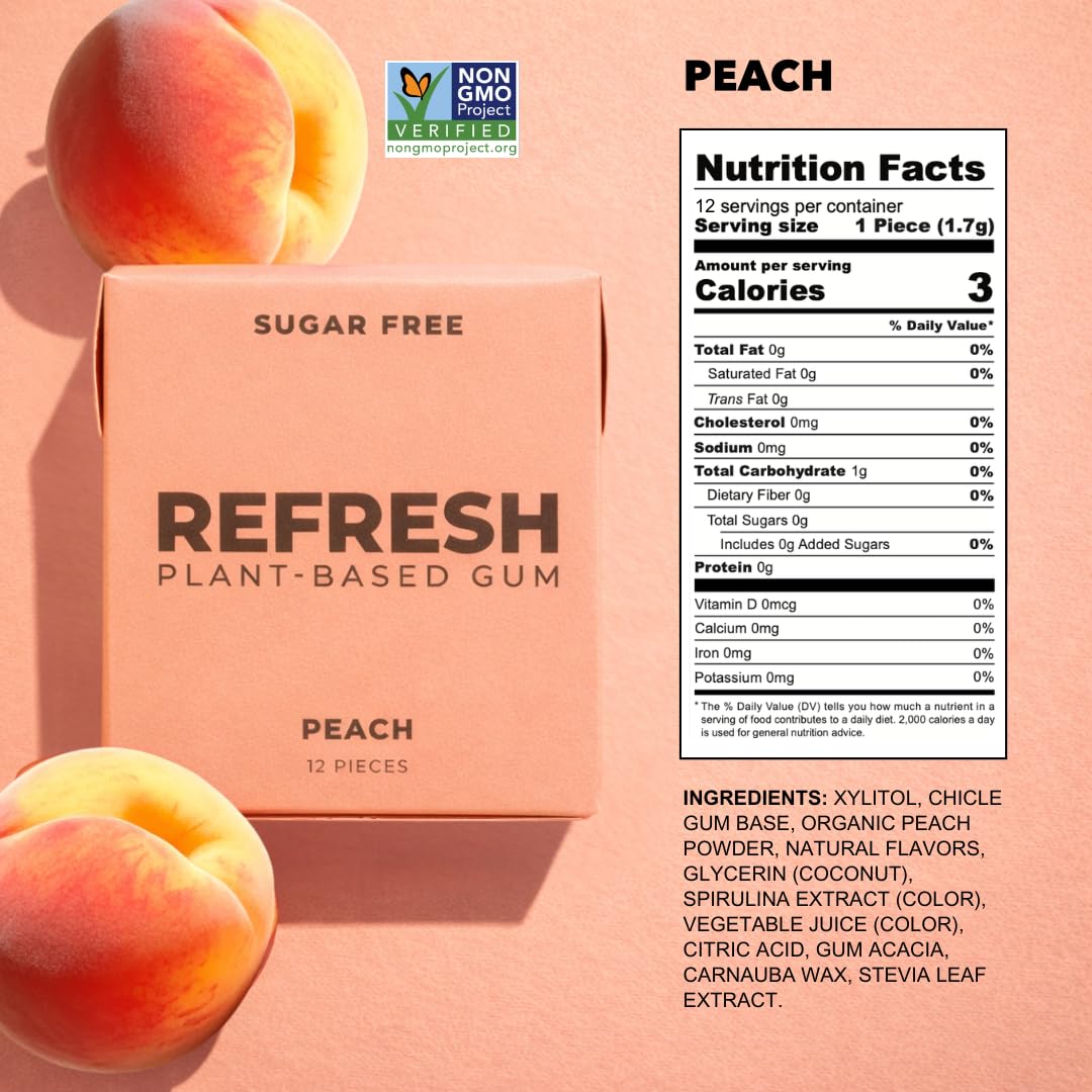 Refresh Gum gluten-free badge with fruity illustration