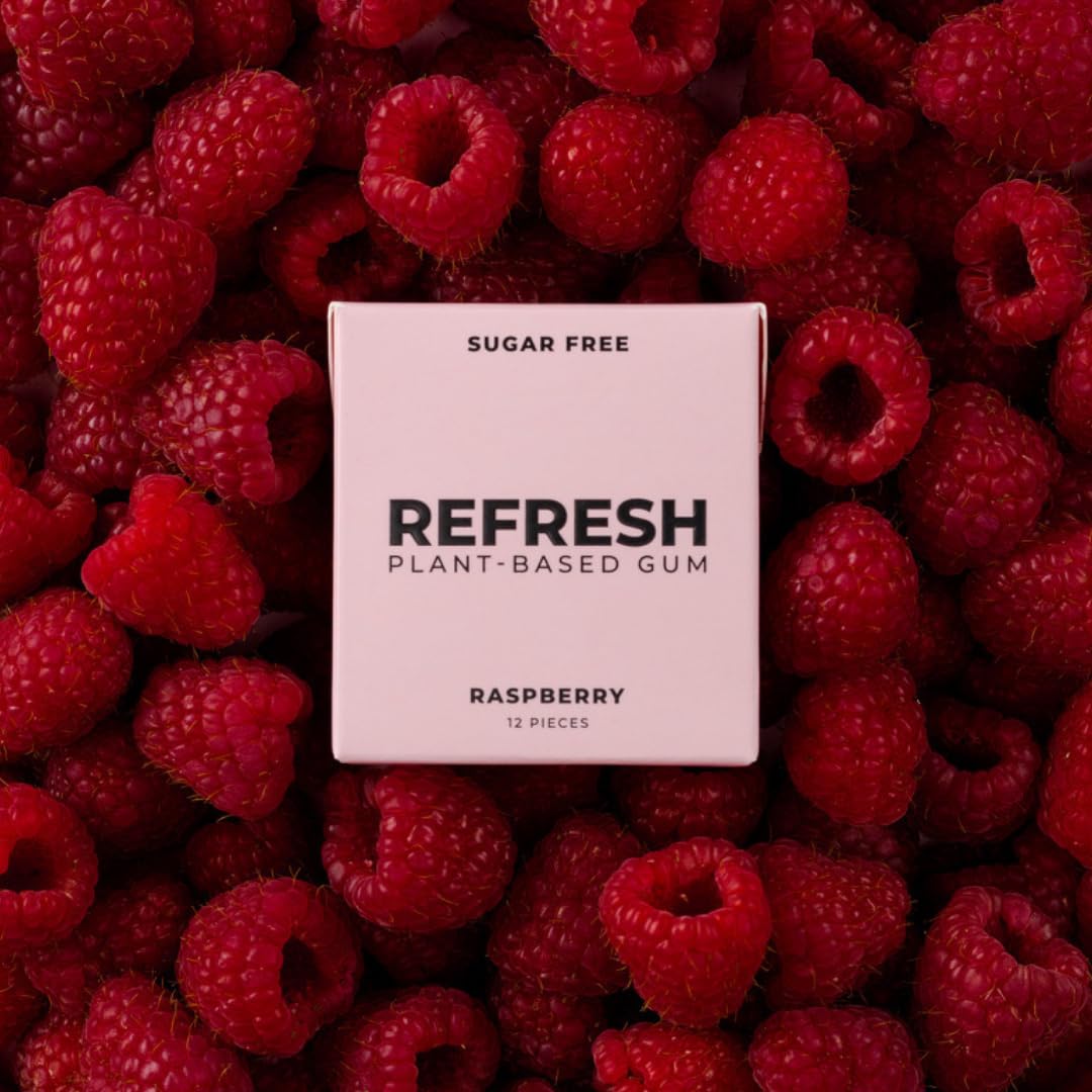 Refresh Gum natural chicle base close-up emphasizing plant-based gum base
