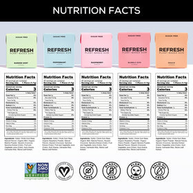 Refresh Gum natural flavors deliver a clean, plant-based taste