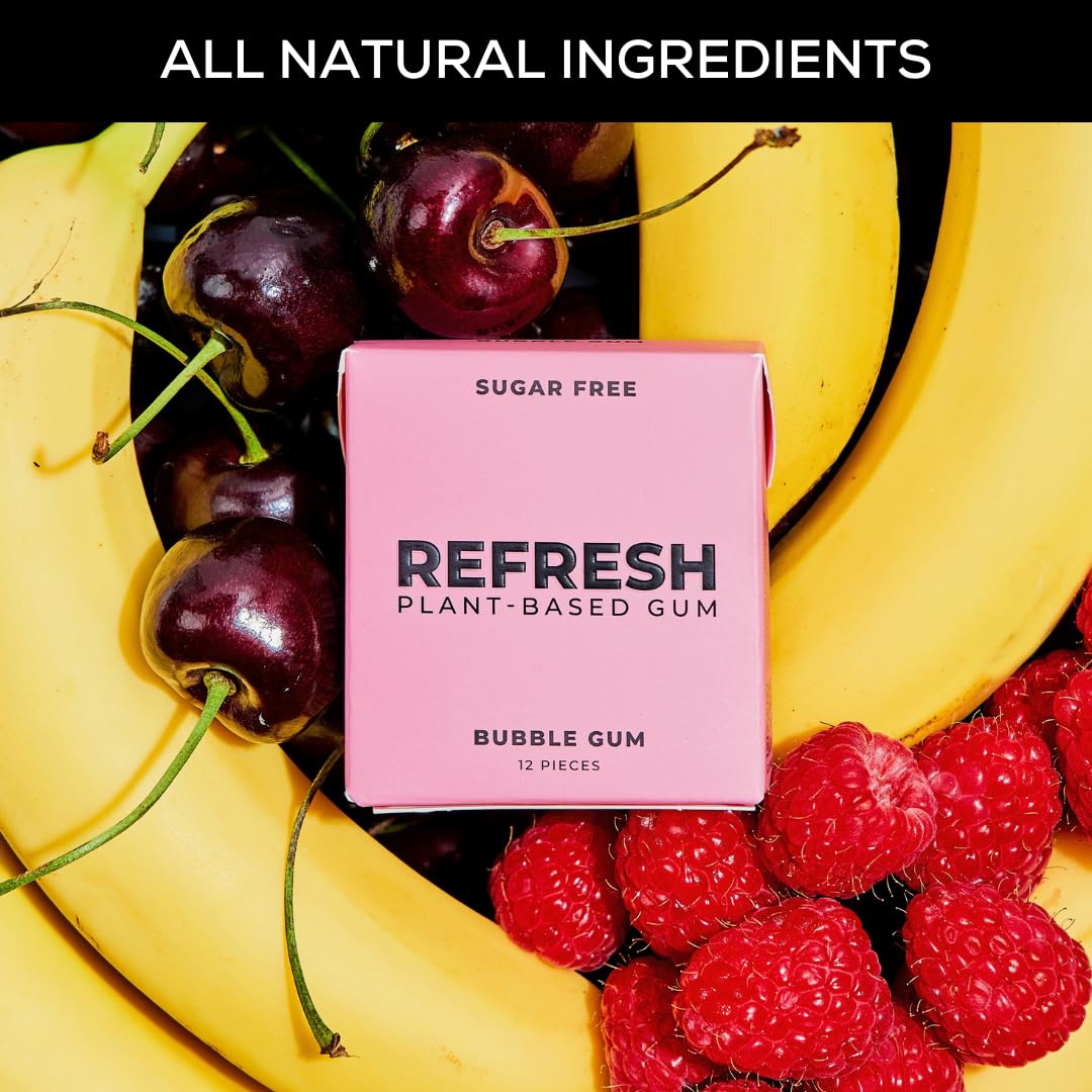 Refresh Gum organic mint powder illustration conveying natural flavor and purity.