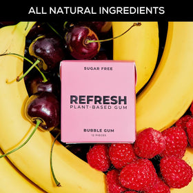 Refresh Gum organic mint powder illustration conveying natural flavor and purity.