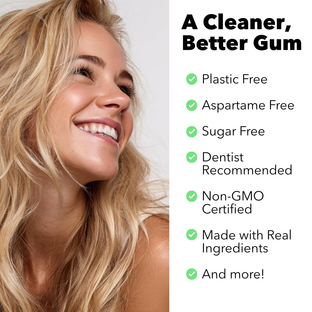 Refresh Gum organic peach powder shot communicates gentle sweetness and bright finish.