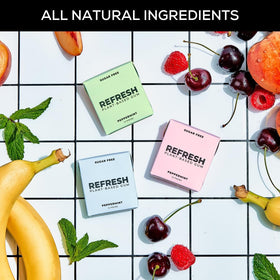 Refresh Gum raspberry powder illustrates vibrant organic flavor