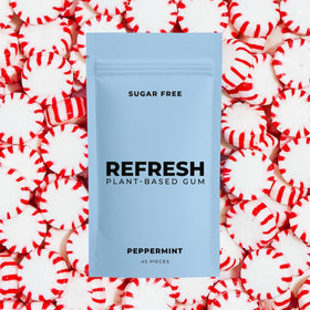 Refresh Gum sugar-free formula supports a guilt-free snack between activities.
