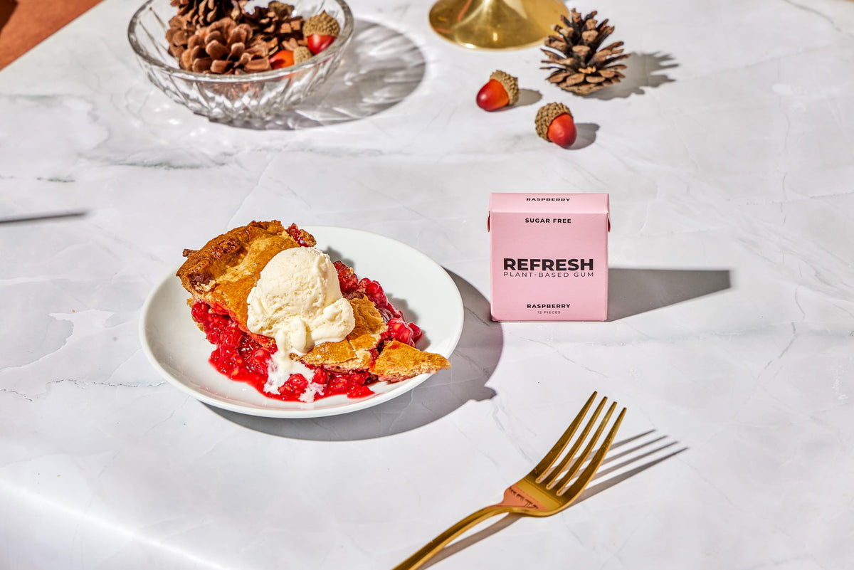 Refresh Gum vegan gluten free banner signaling clean ingredients