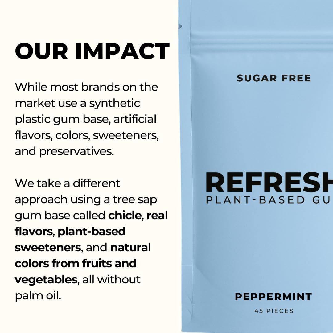 Refresh Gum vegan and non-GMO symbols appeal to mindful shoppers.