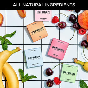 Refresh Gum with xylitol and stevia as sugar-free sweeteners.