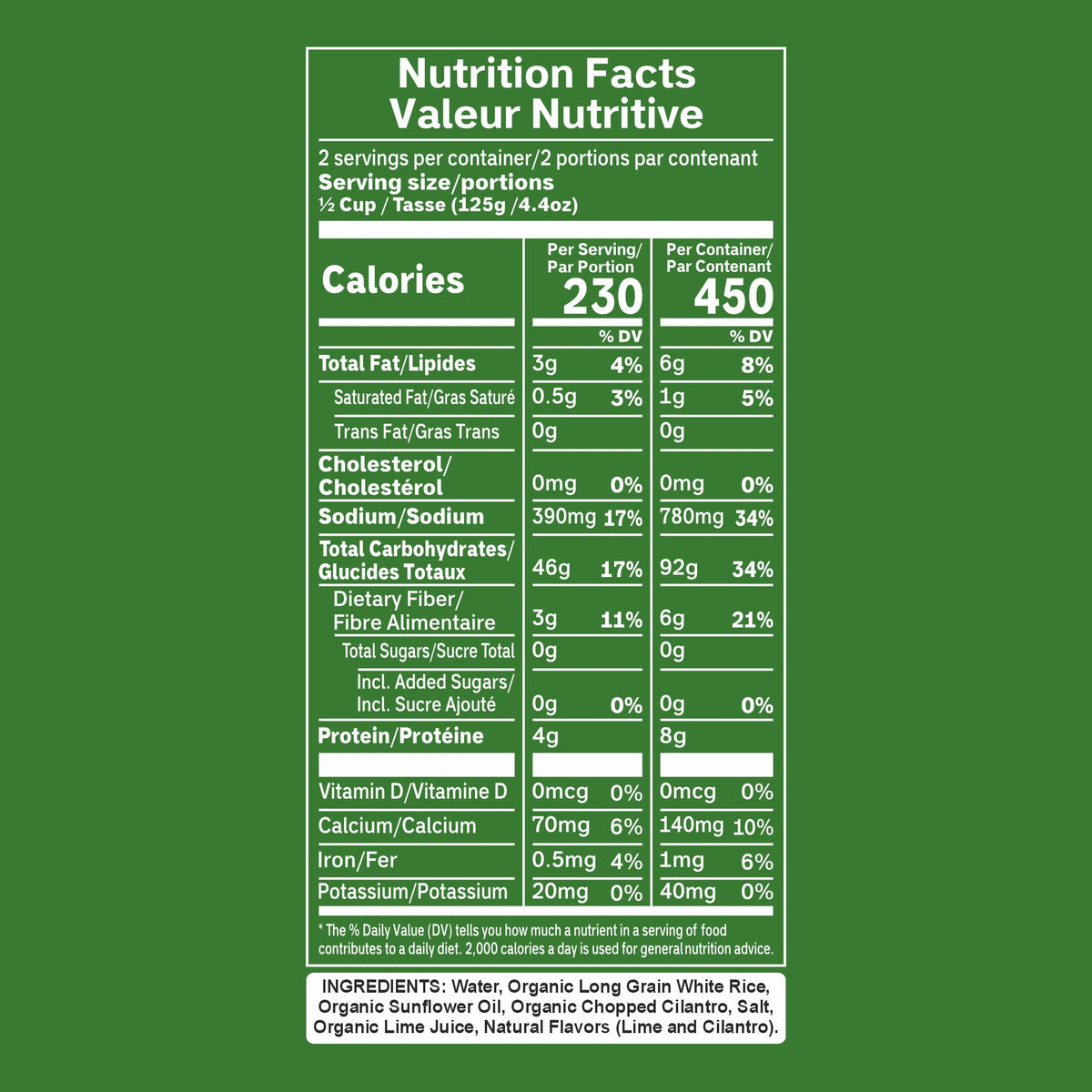 Reganic Cilantro & Lime Rice Pouch organic ingredients close-up