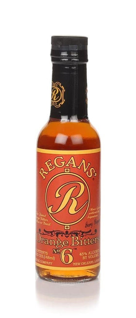 REGANS Regan's Orange Bitters No.6 bottle—amber liquid boosts cocktail aroma.