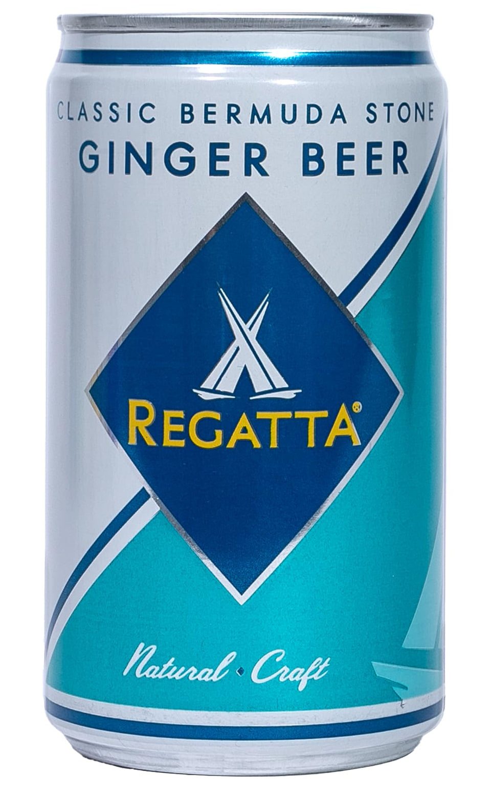 Regatta Ginger Beer can front, crisp flavor for mixed drinks