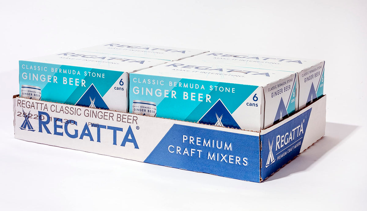 Regatta Ginger Beer cans stacked, great for entertaining guests
