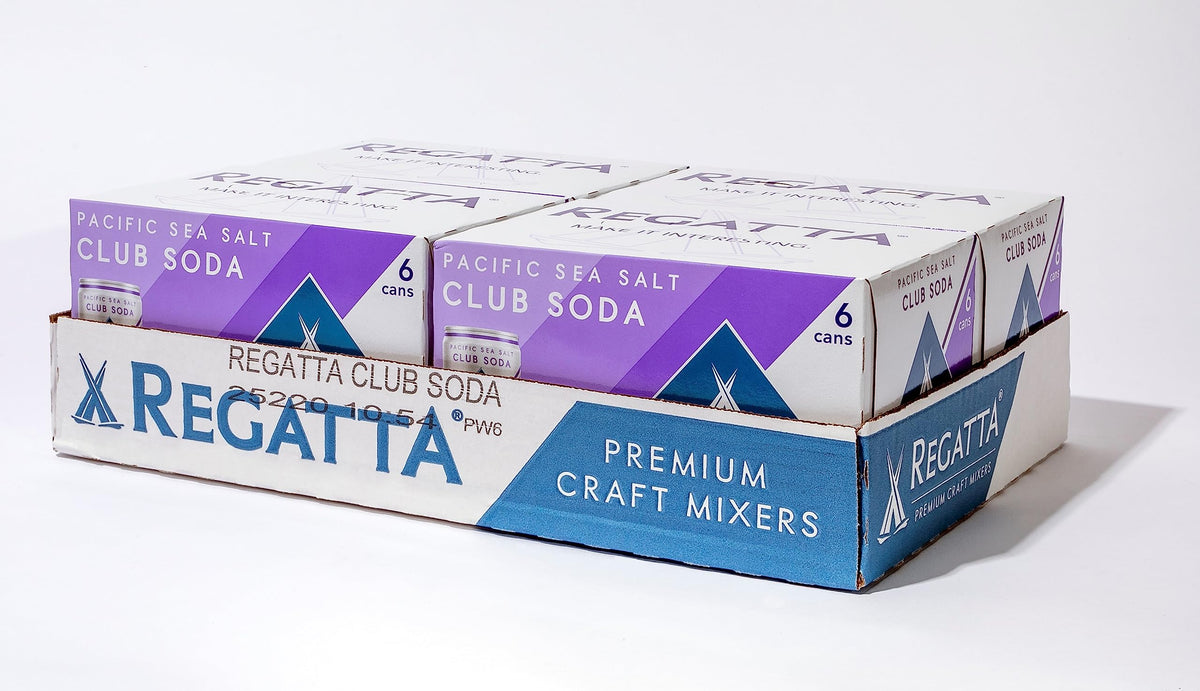 Open Regatta Pacific Sea Salt Club Soda can showing real color and carbonation.