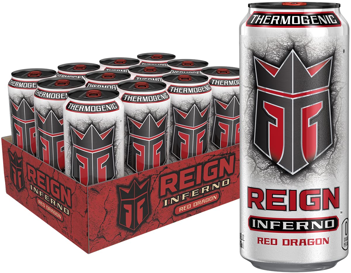 REIGN Inferno Red Dragon bottle boosts workout energy and focus.