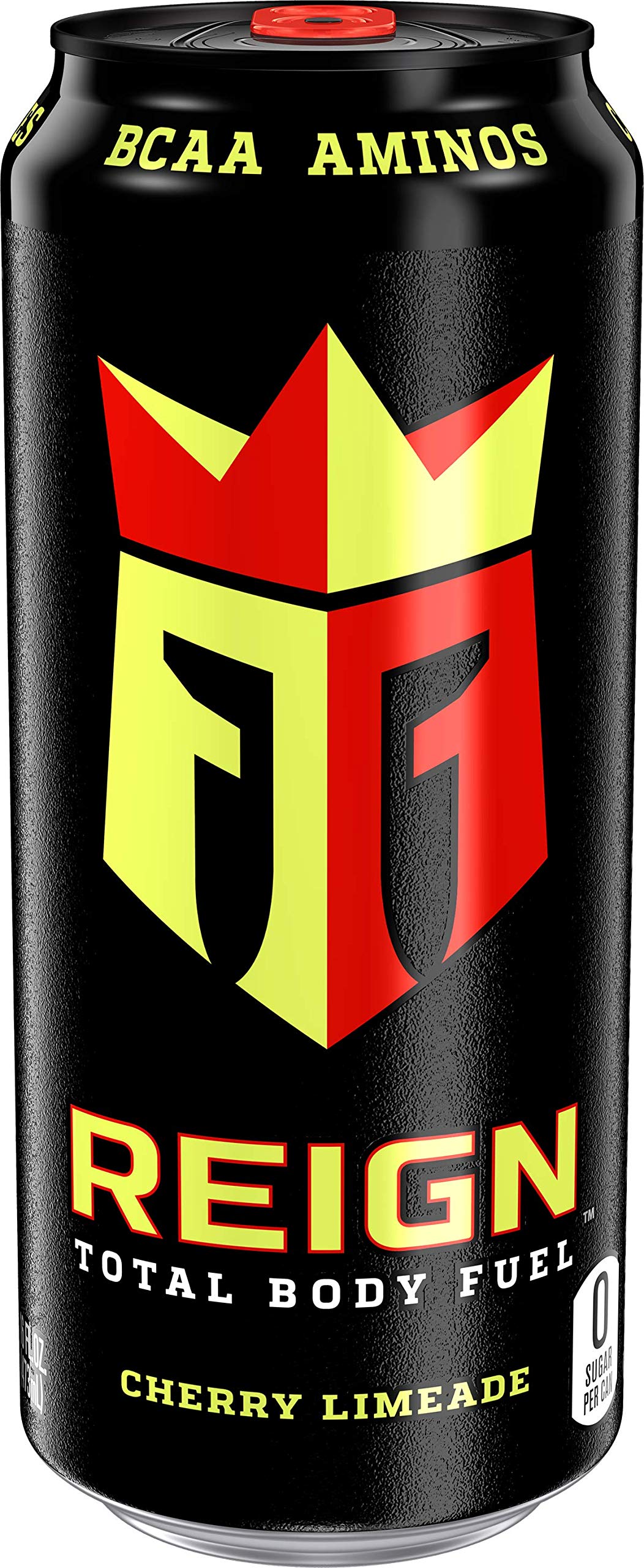 Reign Total Body Fuel Cherry Limeade pour shows balanced electrolytes for hydration during workouts.