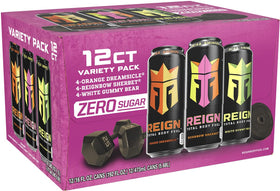REIGN Total Body Fuel Reignbow Sherbet can featuring a fun rainbow swirl for pre-workout refresh