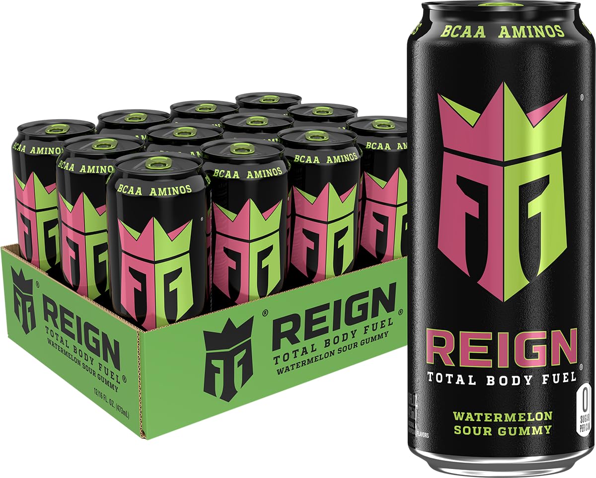 REIGN Watermelon Sour Gummy bottle for on-the-go hydration and performance.