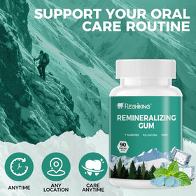 REISHIKING mint-flavored gum piece ready after meals for breath refreshment.