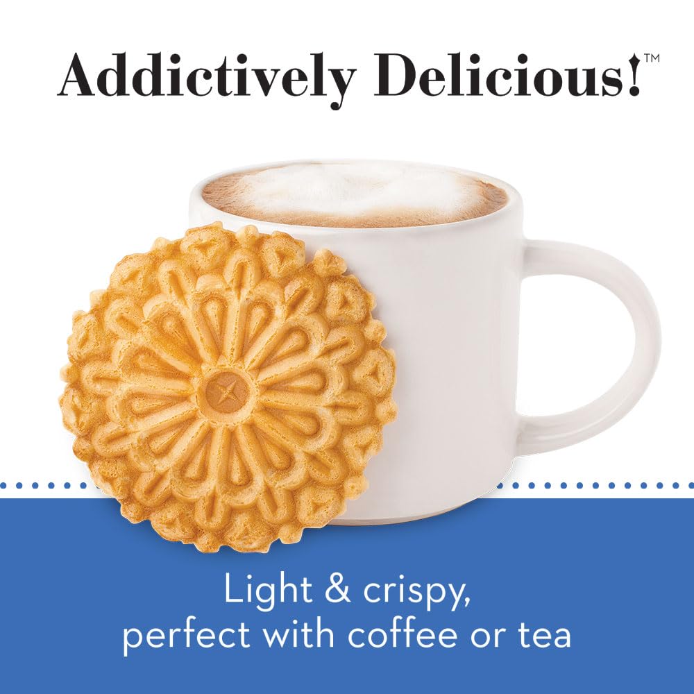 Reko Pizzelle pressed between two hot plates for a classic crisp texture.