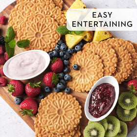 Reko Pizzelle peanut-free cookie with no trans fats, perfect with coffee.