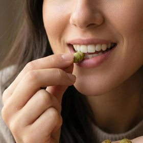 Rel Snacks avocado oil ingredient label close-up communicates clean, non-GMO sourcing
