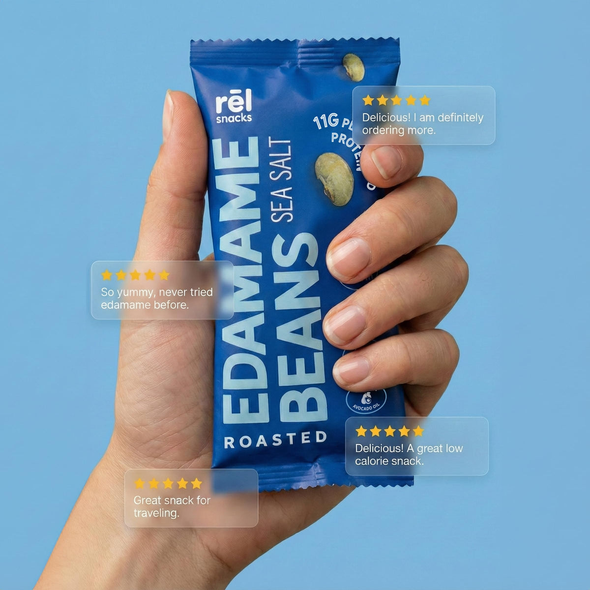 Rel Snacks on the go packet promotes easy, anytime snacking anywhere.