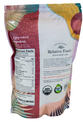 Relative Foods Amaranth Flour being poured, ideal for baking and thickening.